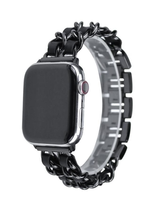 Denim Chain Stitching Watchband For Apple Black - Image 3