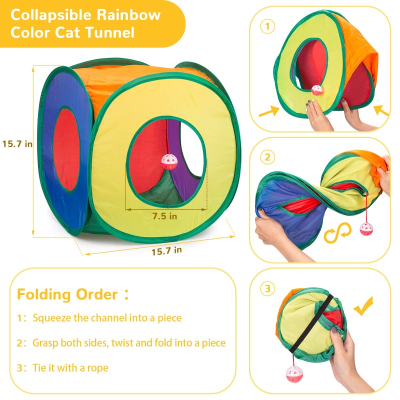 Retro Shaw Cat Toys Pack 33Pcs, Interactive Kitten Toys for Indoor Cats Kitty with Collapsible Play Tunnel Tent, Feather Teaser Wand Bell Balls Springs Mouse Toys for Boredom Relief & Exercise - Image 3