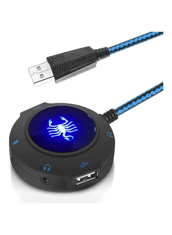 ماركة غير محددة محول بطاقة صوت خارجية USB Hub 7.1 مع واجهة 3.5 مم للتوصيل والتشغيل لنظام Windows Mac وميكروفون وسماعة رأس PS4 والكمبيوتر المحمول وسطح المكتب  - Image 1