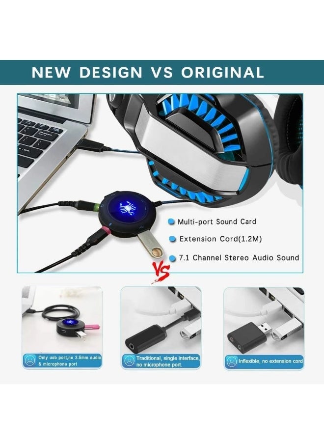 ماركة غير محددة محول بطاقة صوت خارجية USB Hub 7.1 مع واجهة 3.5 مم للتوصيل والتشغيل لنظام Windows Mac وميكروفون وسماعة رأس PS4 والكمبيوتر المحمول وسطح المكتب  - Image 2