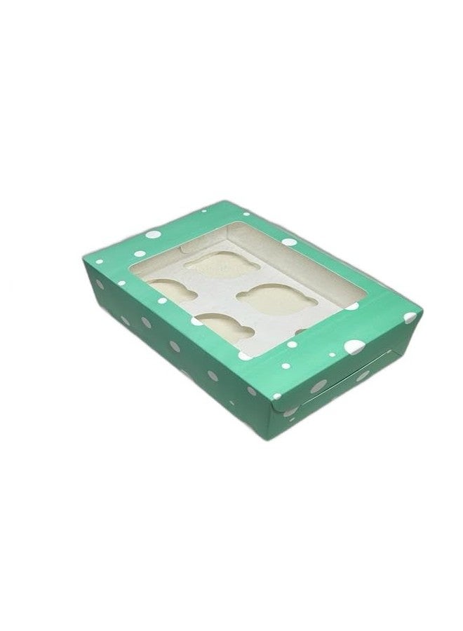 Baekence Cupcake boxes for 6 Green Circular Dot Color, Pack of 40 pcs - Image 1