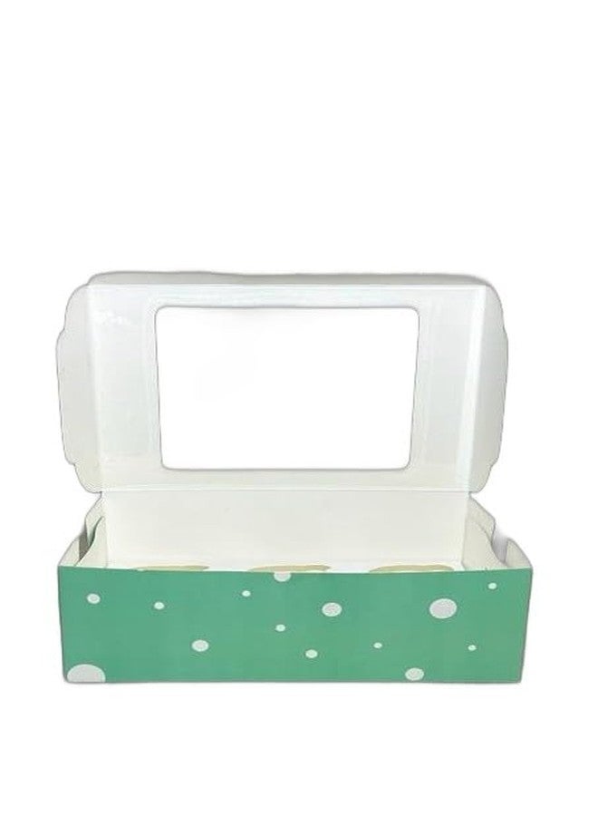 Baekence Cupcake boxes for 6 Green Circular Dot Color, Pack of 40 pcs - Image 2