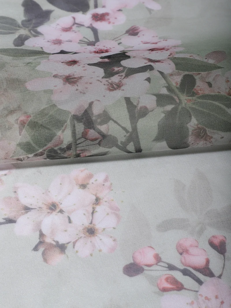 أيه كيه إس Pastel Green Cherry Blossom Fabric One Meter