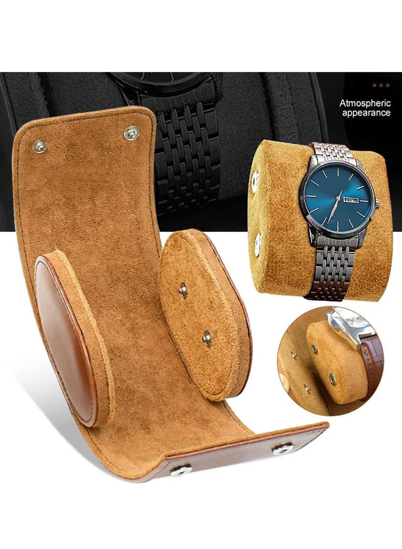 Captaintech Watch Travel Case, Leather Watch Roll with Removable Velvet Pillow, Portable Watch Organizer for Men and Women (1 Slot) - Image 2