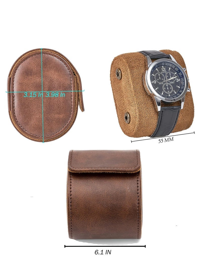 Captaintech Watch Travel Case, Leather Watch Roll with Removable Velvet Pillow, Portable Watch Organizer for Men and Women (1 Slot) - Image 4