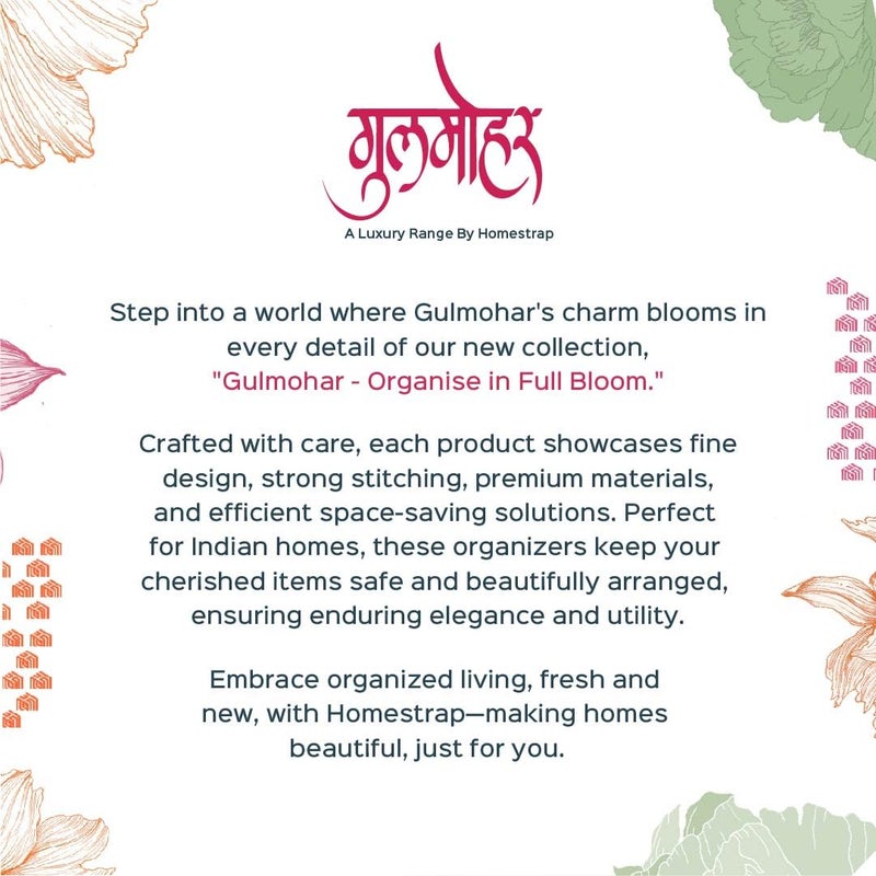 HomeStrap Gulmohar Luxe Lehenga Floral Design Cover with Transparent Top Sides 2 Way Zipper Closure Ideal for Wedding Lehenga and Organization Storage Perfect for Gifting Pink - Image 4