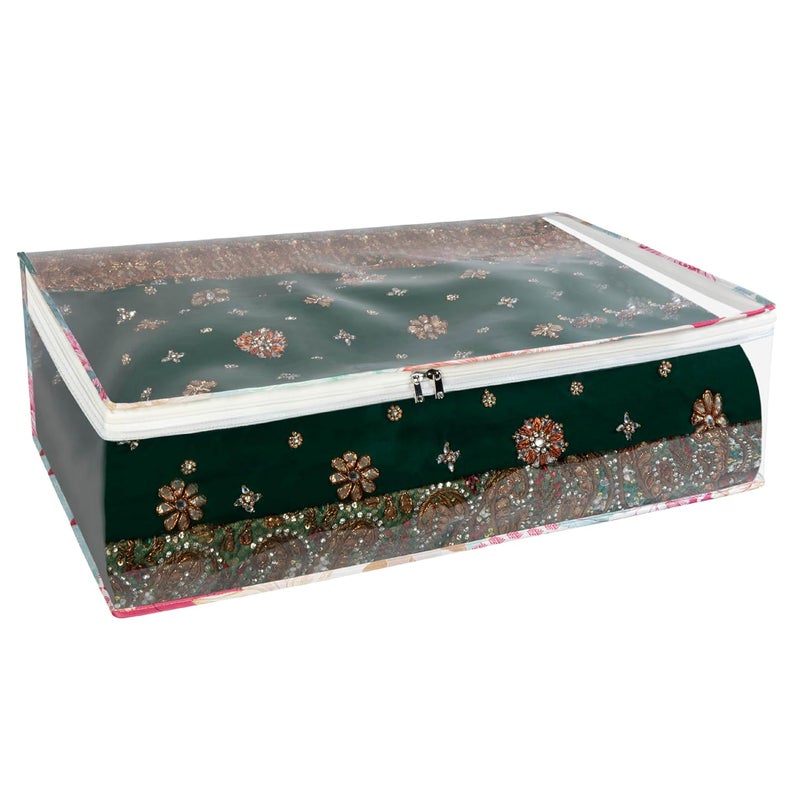 HomeStrap Gulmohar Luxe Lehenga Floral Design Cover with Transparent Top Sides 2 Way Zipper Closure Ideal for Wedding Lehenga and Organization Storage Perfect for Gifting Pink - Image 3