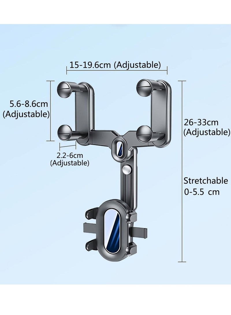 SYOSI حامل هاتف للسيارة، مرآة الرؤية الخلفية القابلة للدوران والسحب، مرآة الرؤية الخلفية متعددة الوظائف تدور 360 درجة، حامل الهاتف المحمول، مشبك هاتف عالمي للسيارة، حامل السيارة، للهواتف المحمولة مقاس 3-7 بوصات - Image 2
