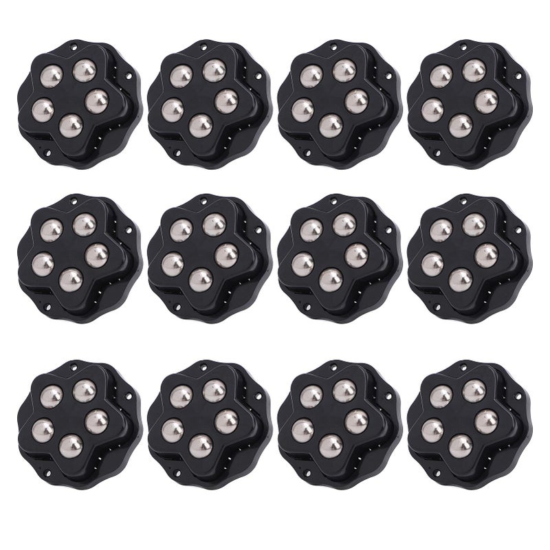12PCS Self Adhesive Caster Wheels with Brake Pads 360 Degree Rotation Heavy Duty Furniture Casters for Appliances Bookcase Nightstand Planters Black - Image 3