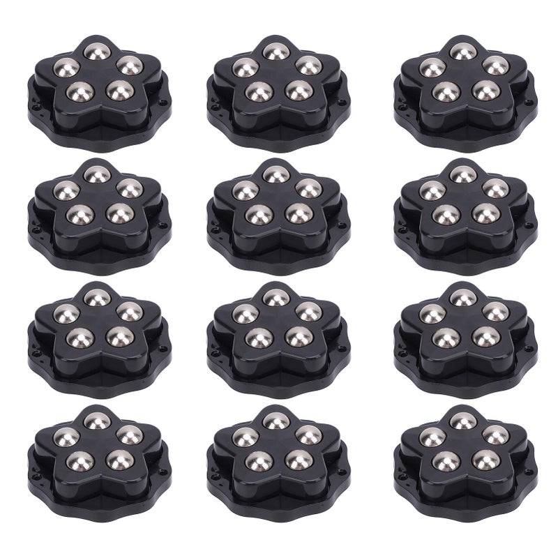 12PCS Self Adhesive Caster Wheels with Brake Pads 360 Degree Rotation Heavy Duty Furniture Casters for Appliances Bookcase Nightstand Planters Black - Image 2