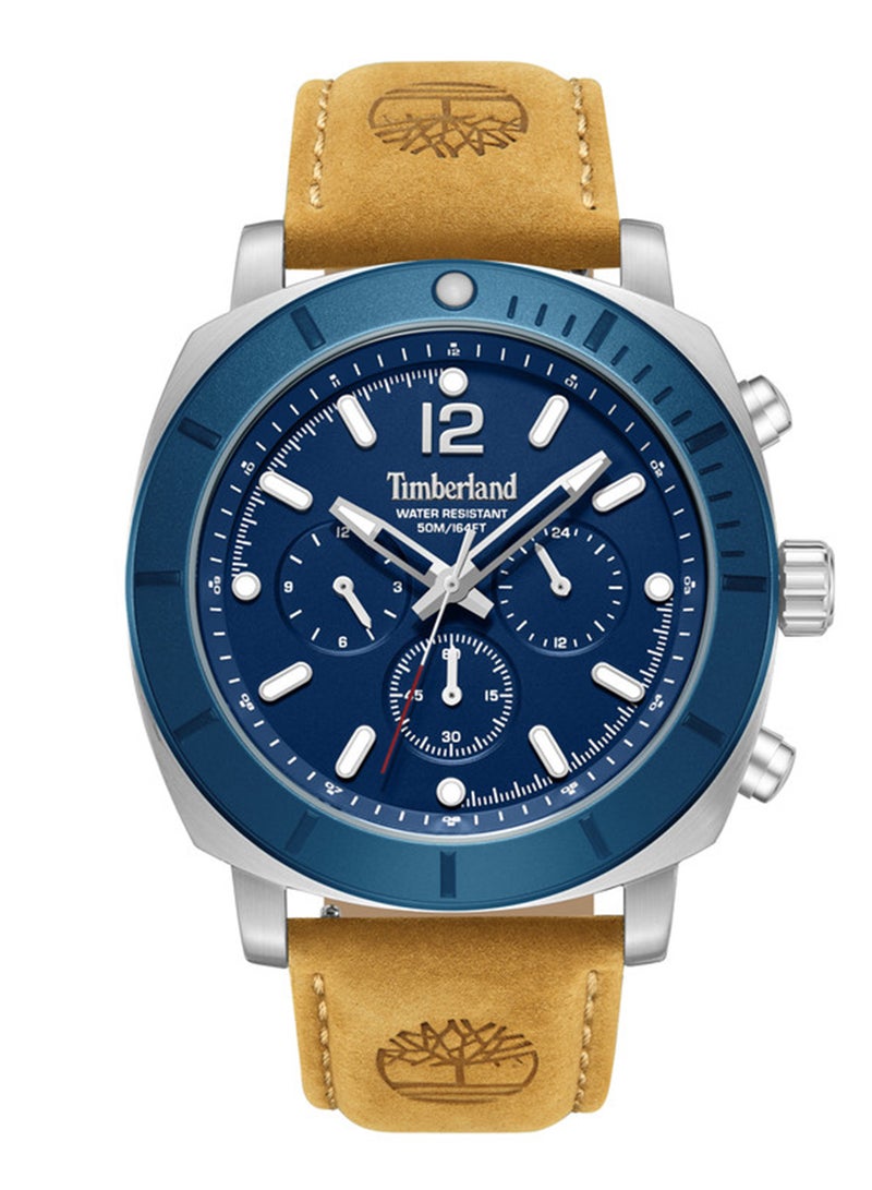Timberland Men Pyperville Blue Dial Leather Strap Multifunction Watch for Men, 46mm - Image 1