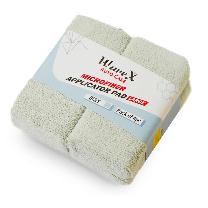 WaveX Microfiber Applicator Car Polish Sponge | Microfiber Applicator Sponge for Car Polish | Car Polish Applicator for Ceramic Coating, Waxes, Polishes, Dressers & More - (4 pc) - Image 1