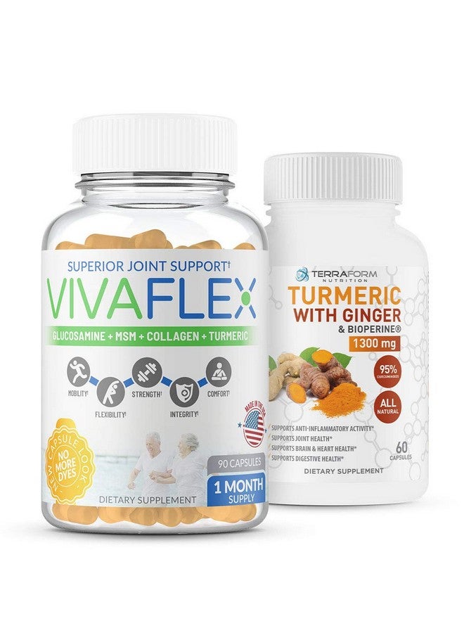 Terraform Nutrition Joint Relief Combo Pack - Vivaflex Plus Turmeric Curcumin with Ginger - Best Supplements for Joint & Knee Relief - 1 Month Supply - Image 1