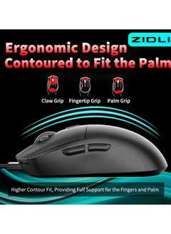 ZIDLI ZIDLI Wired Gaming Mouse - PixArt PMW3389 Optical Sensor - 10,000 DPI - Ergonomic Design  - Image 4
