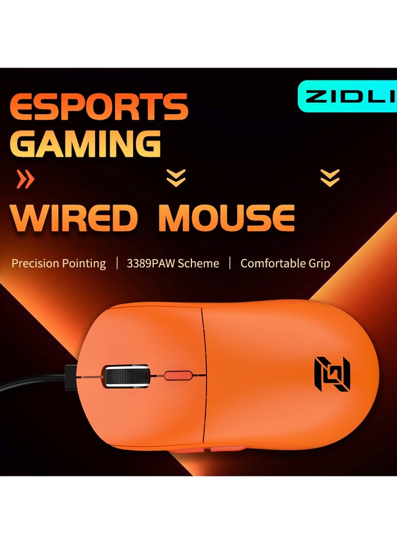 ZIDLI Wired Gaming Mouse - PixArt PMW3389 Optical Sensor - 10,000 DPI - Ergonomic Design
