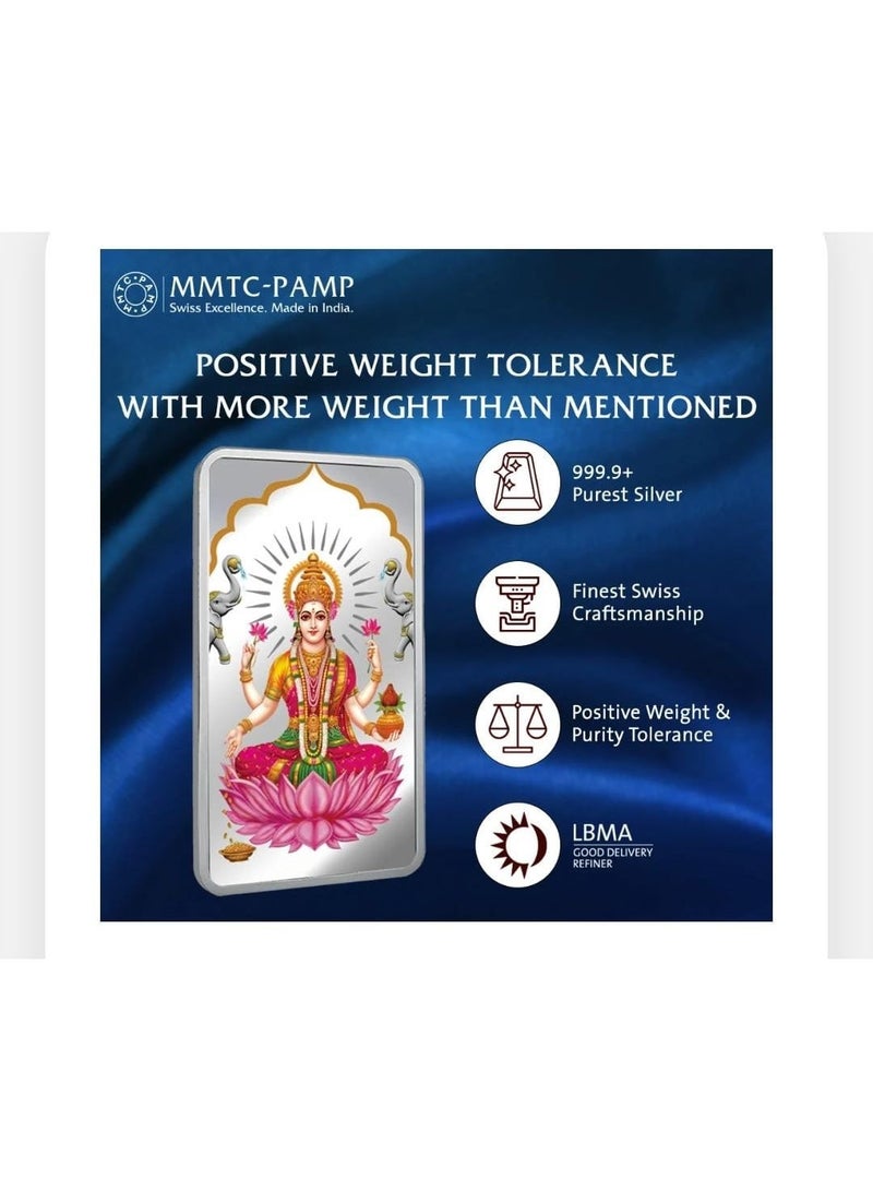 MMTC-PAMP PAMP-MMTC 999.9 FINE PURE SILVER BAR LAKSHMI JI 20GRAMS - Image 3