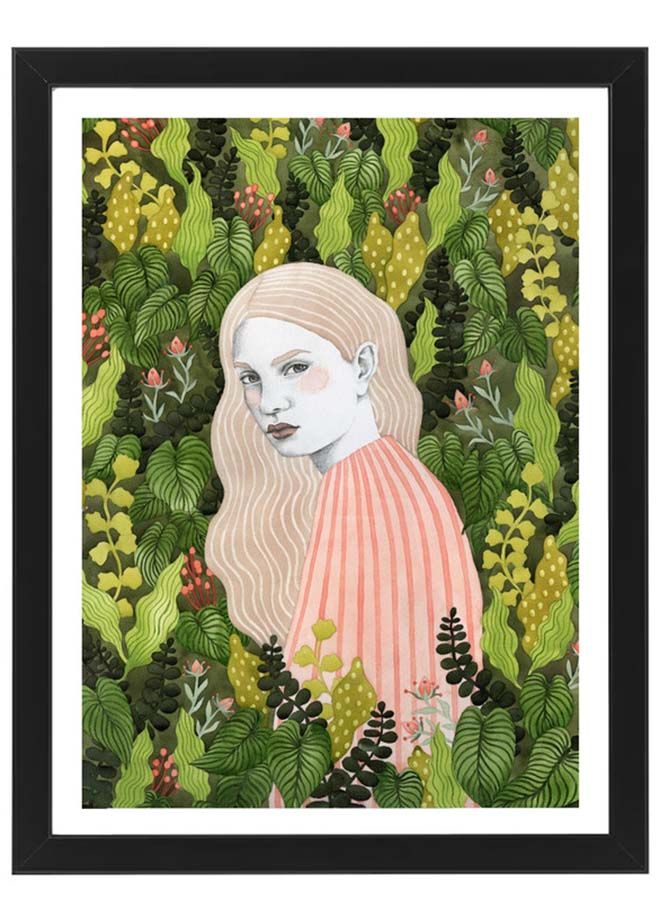 Boomah Accessories Abstract Female Portrait Botanical Illustrations Poster With Frame 30x40 cm 