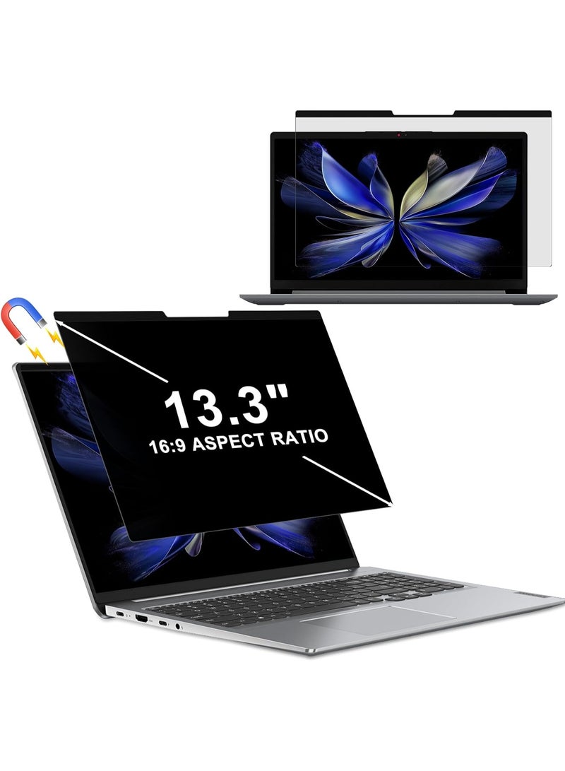 Magnetic Laptop Privacy Screen 13.3 inch ,16:9 Aspect Removable Anti Glare Protector Blue Light Privacy Screen Filter,Filter Shield Compatible with HP/Dell/Acer/Asus/Samsung/Lenovo/Thinkpad Envy/Huawei/Honor/Xiaomi/Redmi laptops - Image 1