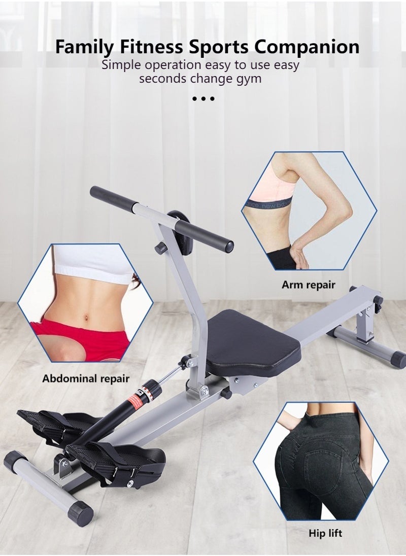 Foldable Hydraulic Rowing Machine - 12-Level Silent Resistance/120kg Capacity, Perfect for Saudi Home Fitness
