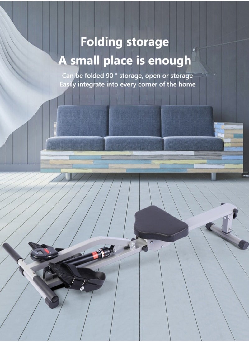 Foldable Hydraulic Rowing Machine - 12-Level Silent Resistance/120kg Capacity, Perfect for Saudi Home Fitness