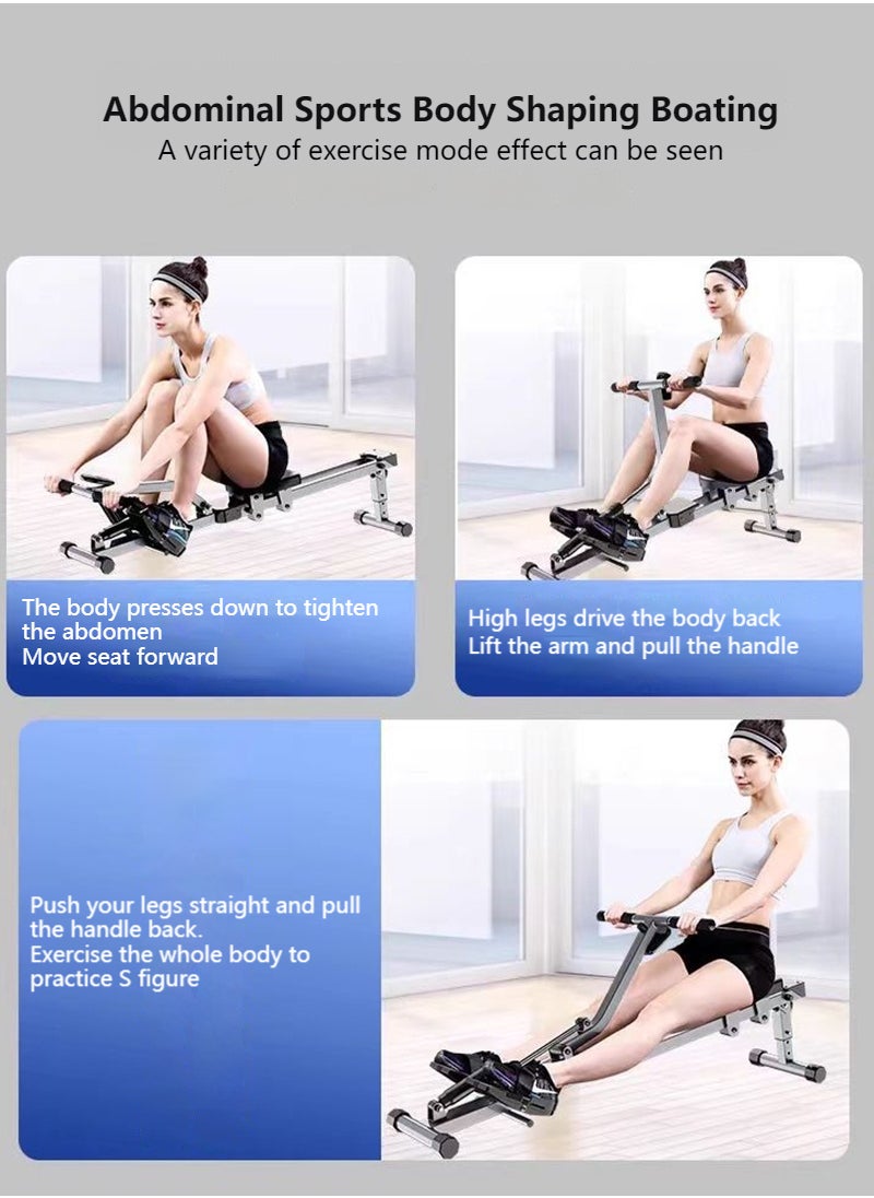 Foldable Hydraulic Rowing Machine - 12-Level Silent Resistance/120kg Capacity, Perfect for Saudi Home Fitness