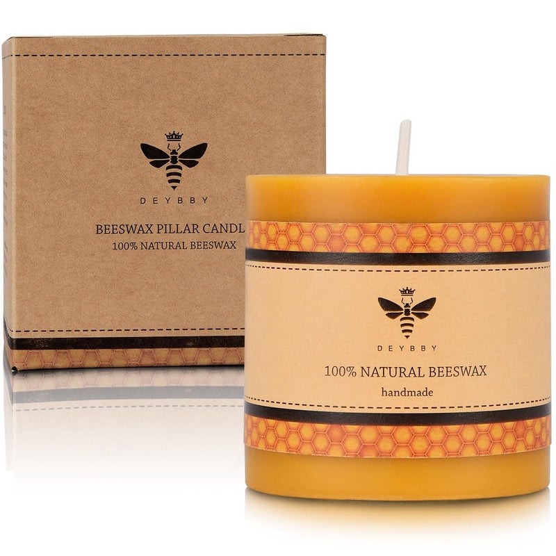 3 x 3 Natural Beeswax Pillar Candle Large Beeswax Candle for Home Spa Yoga Yellow Raw