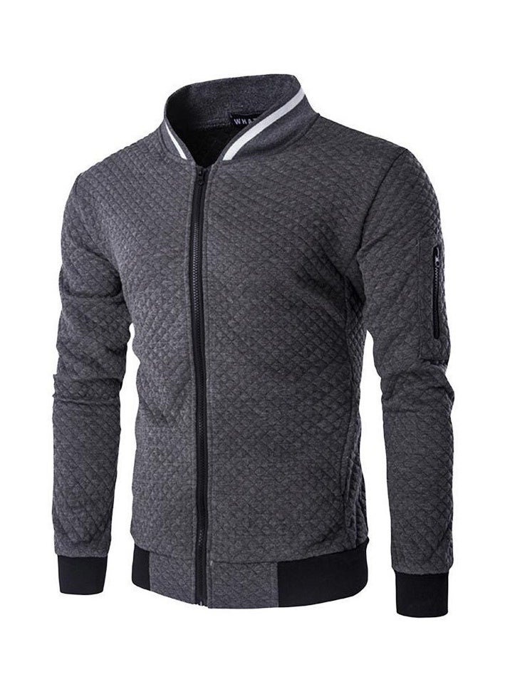 KUYING Zipper Cardigan Stand Up Collar Casual Sports Top  - Image 1