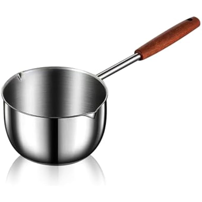 KASTWAVE Small Sauce Pan With Pour Spout Mini Cooking Pot Chocolate Melting Pot Stainless Steel Saucepan With Pour Spout ButterCoffeeMilk Warmer PotSmall Nonstick Pot 300Ml - Image 1