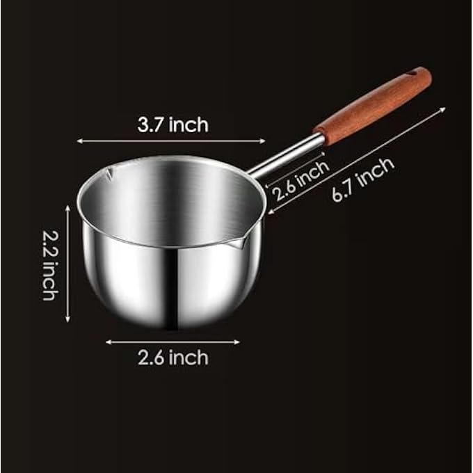 KASTWAVE Small Sauce Pan With Pour Spout Mini Cooking Pot Chocolate Melting Pot Stainless Steel Saucepan With Pour Spout ButterCoffeeMilk Warmer PotSmall Nonstick Pot 300Ml - Image 2