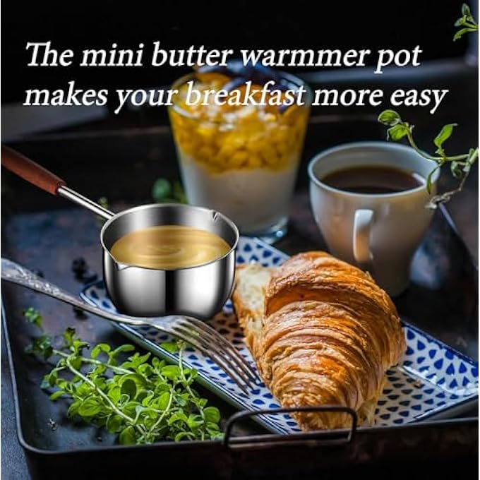 KASTWAVE Small Sauce Pan With Pour Spout Mini Cooking Pot Chocolate Melting Pot Stainless Steel Saucepan With Pour Spout ButterCoffeeMilk Warmer PotSmall Nonstick Pot 300Ml - Image 5