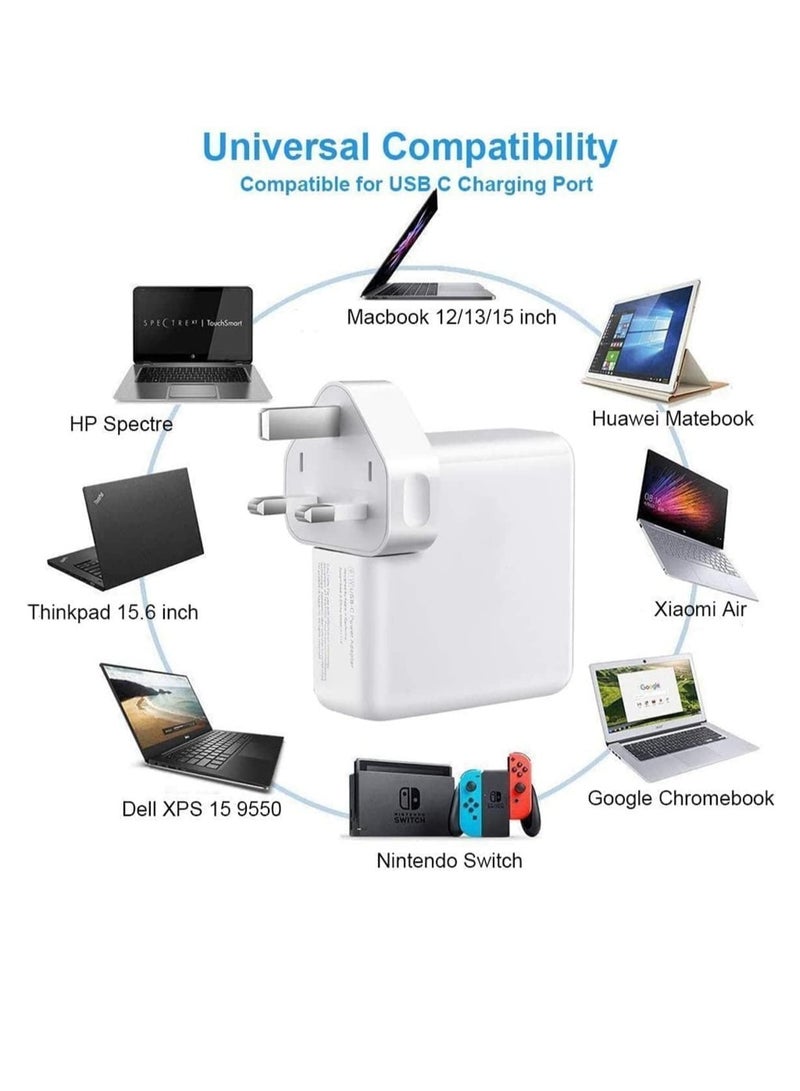 شاحن سريع للكمبيوتر المحمول USB C 96 وات لجهاز MacBook Pro 13 14 15 16 بوصة Air 13 15 بوصة 2020 2019 2018 iPad Pro 12.9 11 بوصة لأجهزة الكمبيوتر المحمول والكمبيوتر اللوحي الذكي مع منفذ USB C USB C إلى C C - Image 4