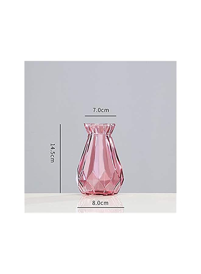 The Bros Glass Vase Decorative Vase Desktop Vase Transparent Vase Set Bedroom Living Room，Decorative Vase for Home Decor, Living.-Pink - Image 5