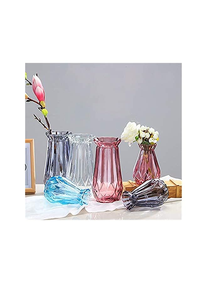 The Bros Glass Vase Decorative Vase Desktop Vase Transparent Vase Set Bedroom Living Room，Decorative Vase for Home Decor, Living.-Pink - Image 3