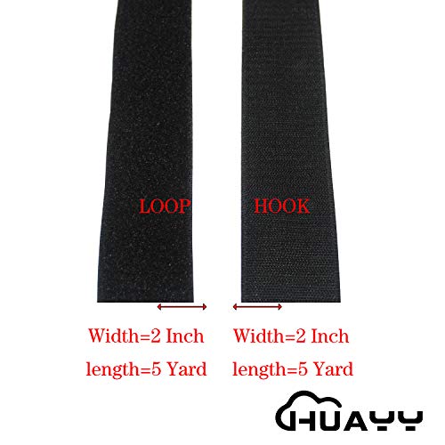 HUAYY Sew on Hook and Loop Style,Non-Adhesive Nylon Strips Fabric,2 Inches Width 5 Yards Length,Black (2in x 5yd) - Image 2