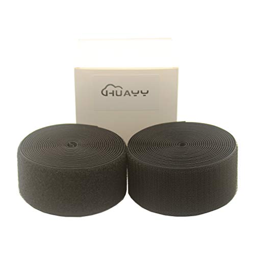 HUAYY Sew on Hook and Loop Style,Non-Adhesive Nylon Strips Fabric,2 Inches Width 5 Yards Length,Black (2in x 5yd) - Image 1