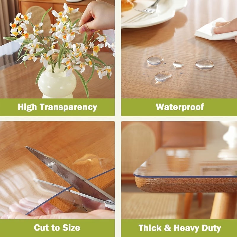 Clear Plastic Table Cover Protector 1.5mm Thick Smooth 60 Inch - Image 4