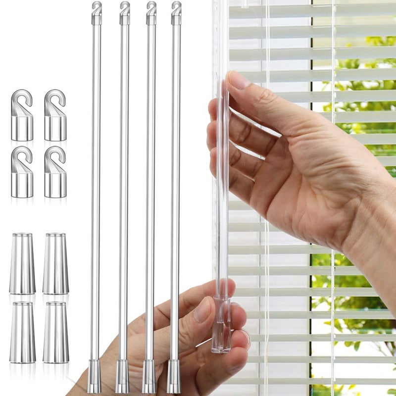 lofrcin Blind Wand Replacement with Hook 12 Inches Window Blind Tilt Wand with Hook and Grip Clear Blind Wand Plastic Blind Wand Replacement 4 Pack 