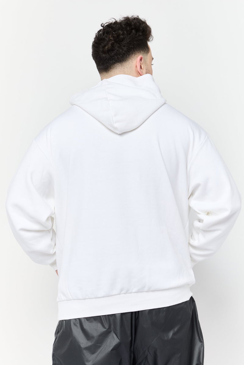 Adidas Men Sportswear Fit Textured Long Sleeves Basketball Hoodie, Off White  - Image 4