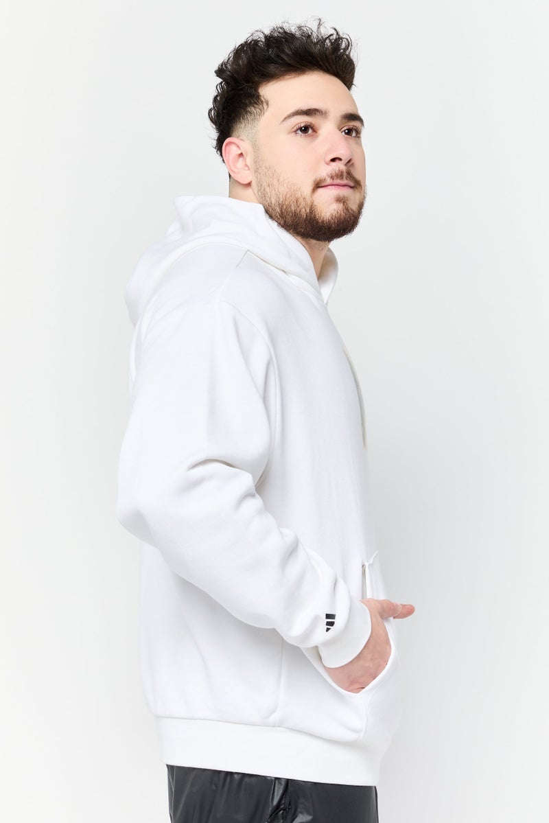 Adidas Men Sportswear Fit Textured Long Sleeves Basketball Hoodie, Off White  - Image 3