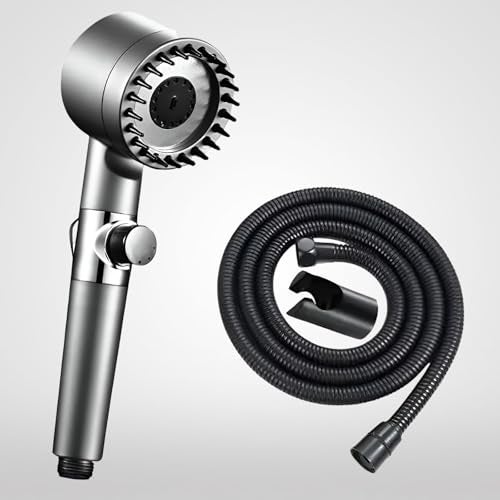 SPAZIO Hard Water Filter Hand Shower For Bathroom helps Reduce Hairfall/Multi Function handheld shower/Massage Points Handheld Shower/Anti Rust Bathroom Hand Shower With 1.5 Mtr Black Tube & Wall Hook - Image 1