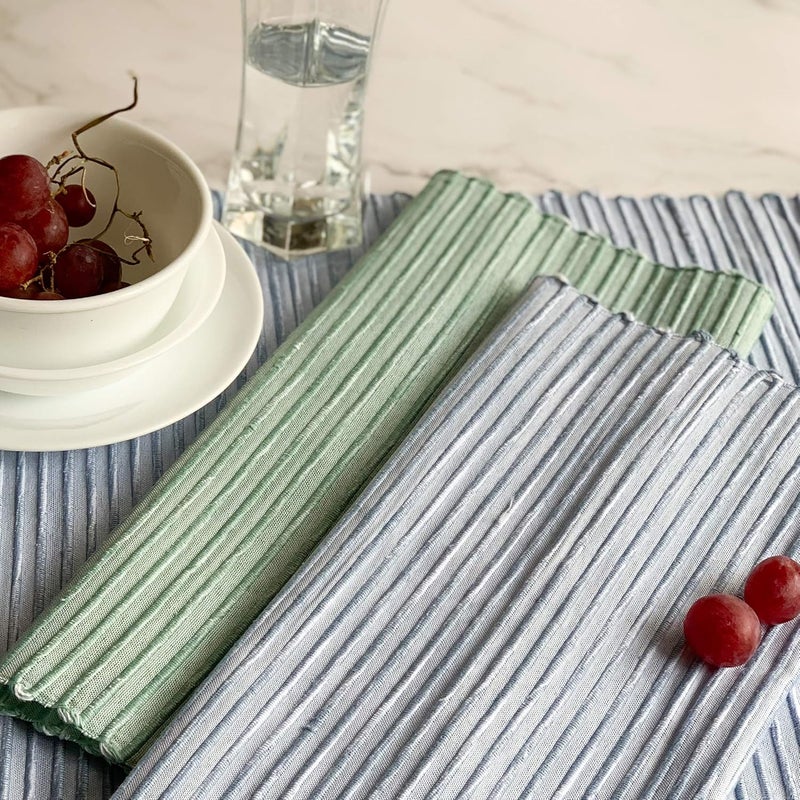 PIXEL HOME Solid Cotton Placemat Set for Dining Table and Kitchen, Green - 6 Pieces - Image 2
