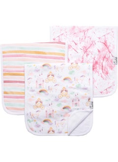 Copper Pearl Copper Pearl Premium Baby Burp Cloths - 3-Pack Large Cotton Burp Cloths, Extra Soft Spit Up Rags with 3 Absorbent Layers, Perfect for Baby Girl Gifts (21" x 10" Size, Enchanted Set)  - Image 1