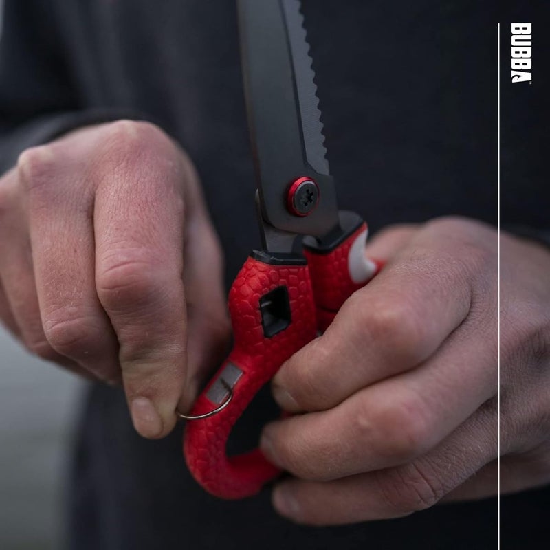 Bubba Medium Shears Fishing Multi Tool - With Micro-Serrated Blades, Hook Eye Cleaner, Hook Sharpener, & Descaler - Image 5