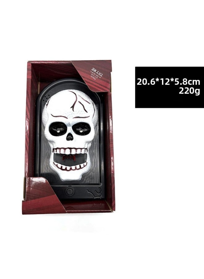 Loquat Skull Doorbell Haunted House Horror Skull Props Party Party Decoration Haunted House Scary Electric Doorbell-Color:White Skull - Image 1