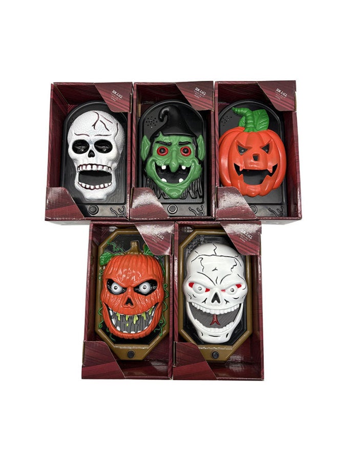 Loquat Skull Doorbell Haunted House Horror Skull Props Party Party Decoration Haunted House Scary Electric Doorbell-Color:White Skull - Image 2
