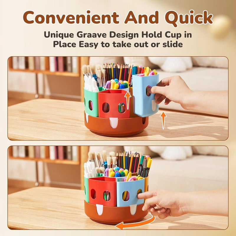 Gamenote Rotating Art Supply Storage Organizer - Lazy Susan Office School Supplies for Kids Desk Organizers and Storage Homeschool Supplies Craft Caddy Classroom Organization (Small) - Image 5