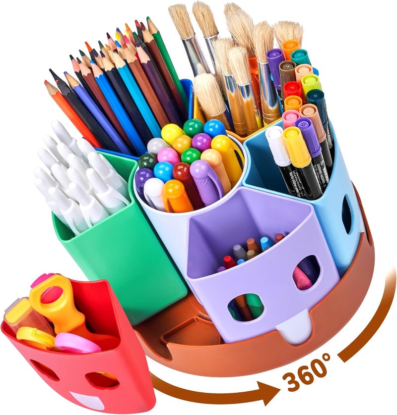 Gamenote Rotating Art Supply Storage Organizer - Lazy Susan Office School Supplies for Kids Desk Organizers and Storage Homeschool Supplies Craft Caddy Classroom Organization (Small) - Image 1