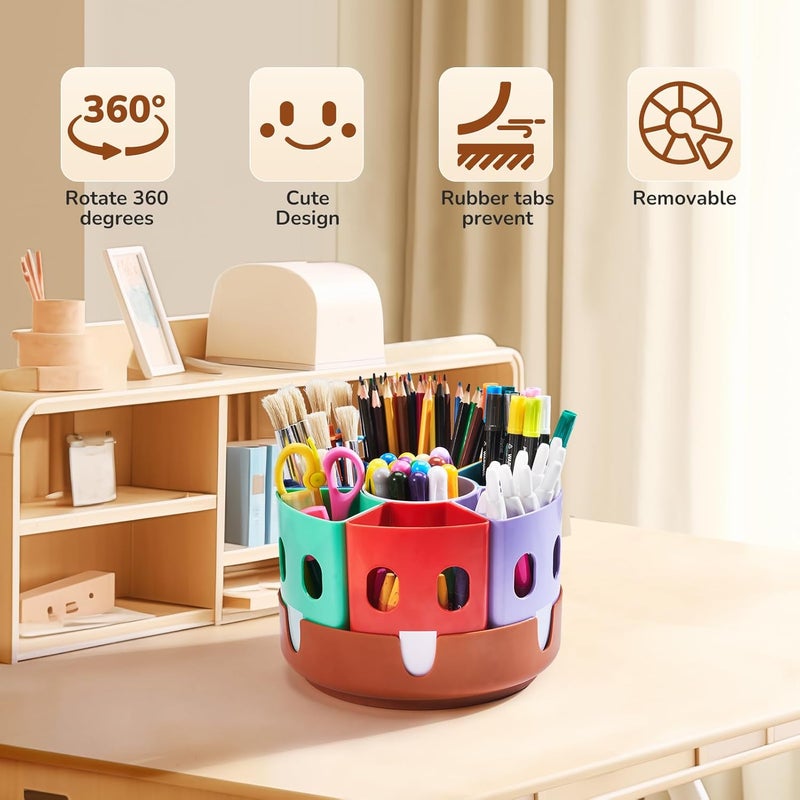 Gamenote Rotating Art Supply Storage Organizer - Lazy Susan Office School Supplies for Kids Desk Organizers and Storage Homeschool Supplies Craft Caddy Classroom Organization (Small) - Image 4
