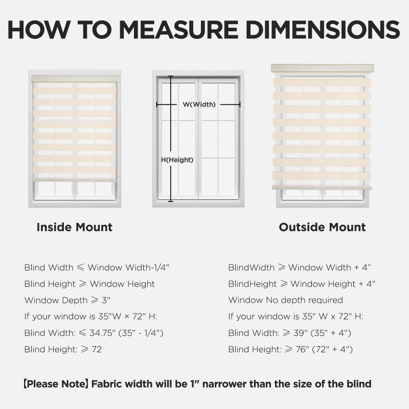 Joydeco Cordless Zebra Blinds for Windows, Dual Layer Light Control Window Blinds with Light-Proof Aluminum Cover, Free-Stop Roller Shades for Home & Office (Beige,34" W x 75" H) - Image 3