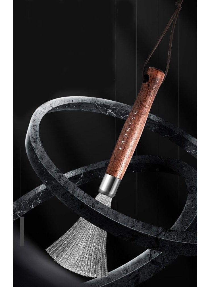 HOMESTAR Kitchen Cleaning Tool 304 Stainless Steel Scrubber With Solid Wood Handle, Powerful Pot Brush For Stubborn Grease, Hanging Storage Design - Image 1